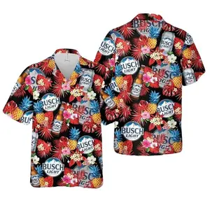 Busch Light Tropical Flower Hawaiian Shirt, Busch Light Summer Shirts, Button Up, Beer Club Aloha Unisex, Shirt Menswear Top Gifts Gifts Casual Day