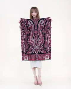 Imperial Tapestry Scarf with Intricate Paisley Pattern and Fringe Detailing