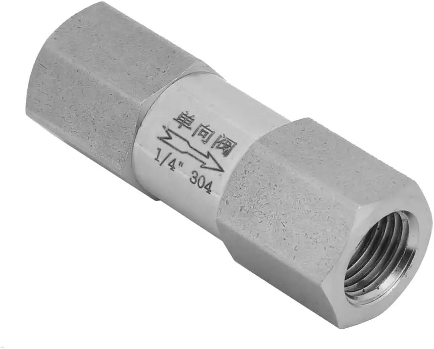 Stainless Steel Air Check Valve Hex Air One Way Valve High Temperature Pressure Endurance Check Valve Split Female Thread(1/4”)