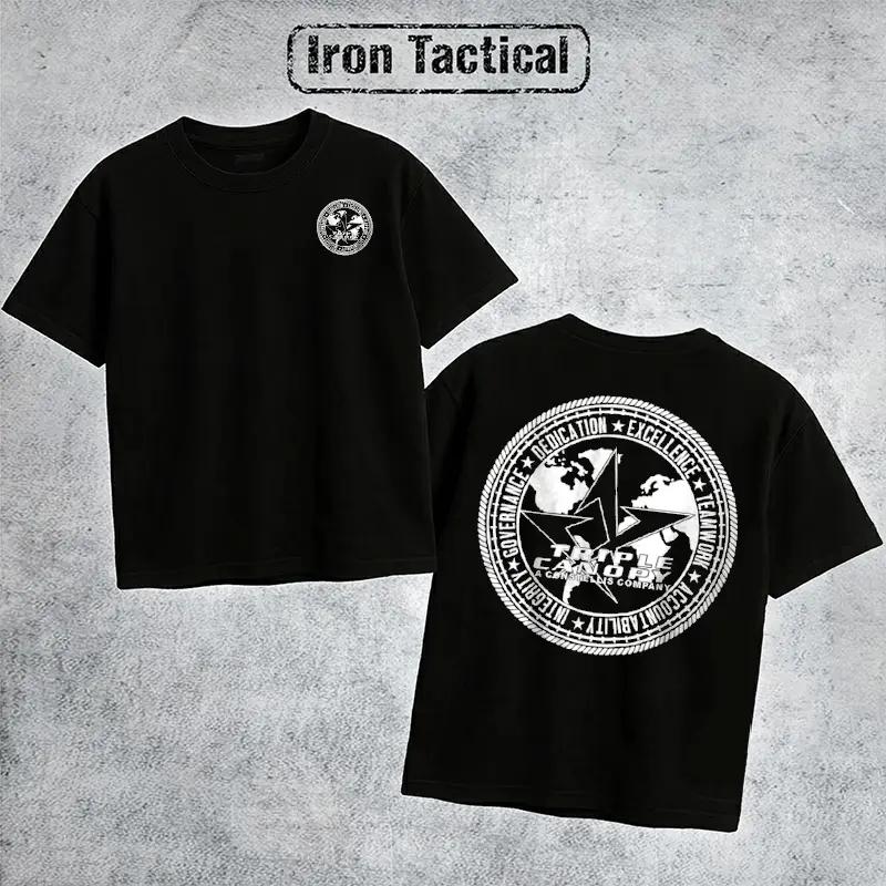 Iron Tactical Triple Canopy Global Security T Shirt Men's Retro Tactical Logo Graphic Tee Outdoor Sports Apparel Gift Men