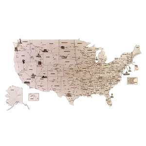 USA Wooden Map