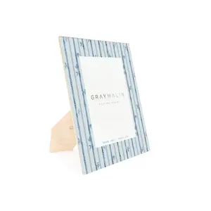 The Veranda Bamboo Vertical Picture Frame - Indigo Blue