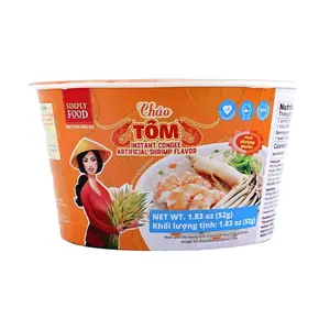 SIMPLY FOOD Instant Rice Porridge, Vietnamese Style, Shrimp Flavor, 52g - Real Shrimp Pieces Included