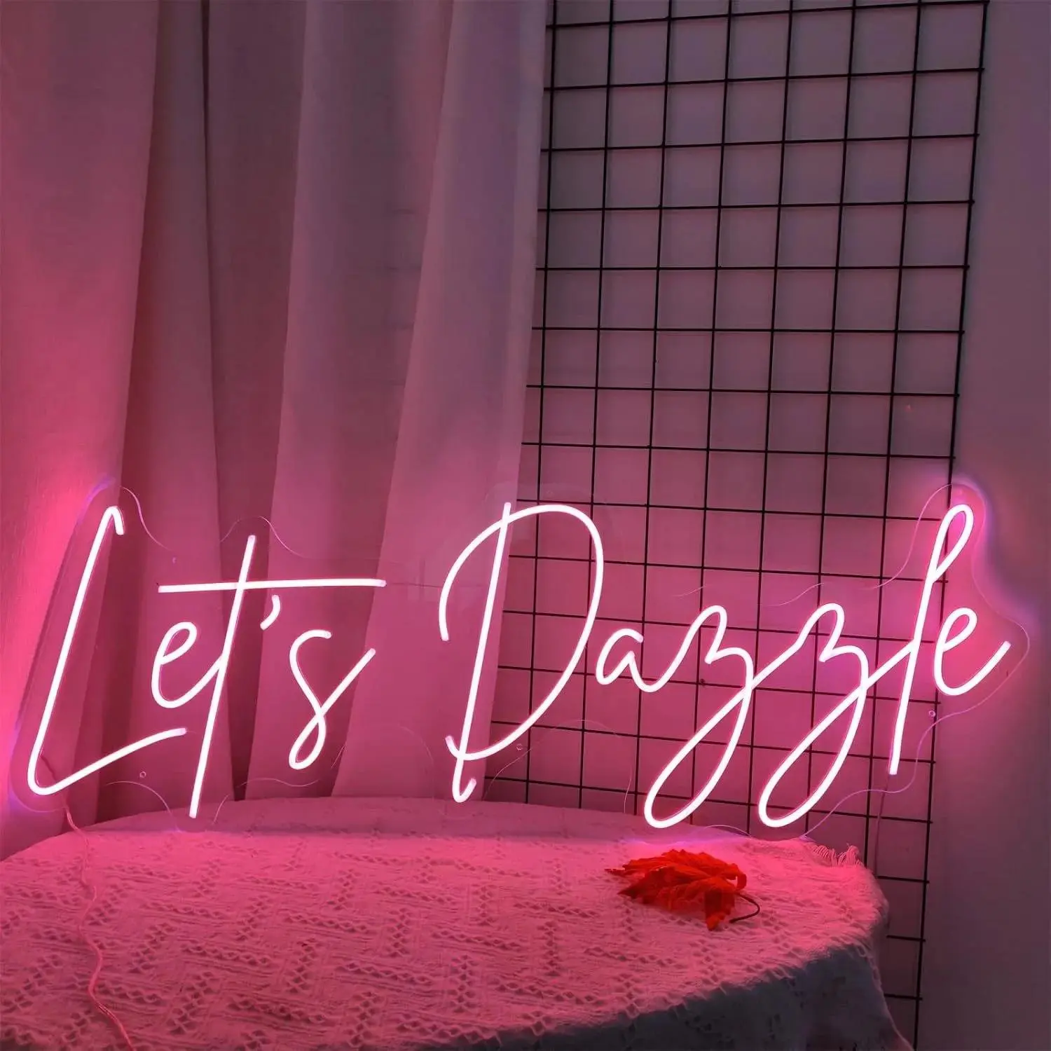Let's Dazzle Neon Sign, USB Powered LED Neon Light, Neon Lamps, Wall Mounted Home Lighting Decorative Lamp, Novelty Lighting for Bedroom, Study Room, Living Room, Atmosphere Light