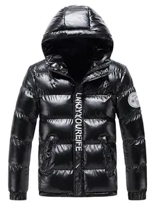 Men's autumn and winter casual hooded jacket, fitted geometric print long jacket, thick warm windproof jacket, silver cotton padded vestbPtL