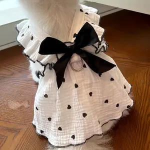 Pet Clothing, Spring/Summer Outfit for Dogs/Cats, Teddy Bear Bichon Pomeranian Pulling Puppy Cat Love Outfit, Bow Style Dog Apparel