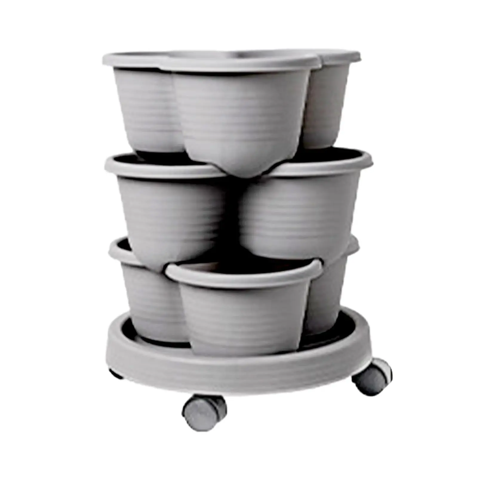 Stackable Flower Pots Vertical Garden Tower Stackable Planters Detachable Wheels Indoor Outdoor Plant Growth System Portable Garden Planters