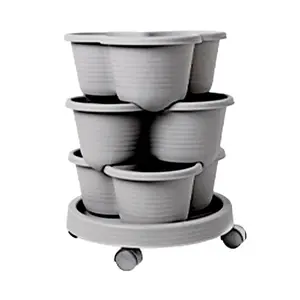 Stackable Flower Pots Vertical Garden Tower Stackable Planters Detachable Wheels Indoor Outdoor Plant Growth System