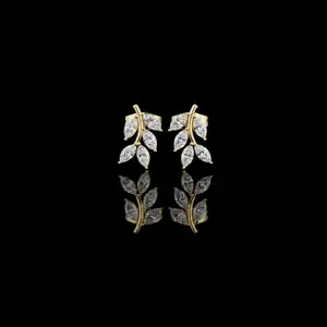 0.52 TCW Classy Lab Grown Marquise Cut Nature Inspired Leaf Diamond Stud Earrings For Partywear