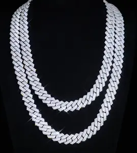 925S & VVS MOISSANITE 12 MM PRONG CUBAN LINK CHAIN