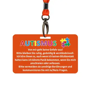1pc Autism Recognition Card German Version, Communication Aid for Autism Spectrum Disorder, Universal Lanyard ID Card for Adults and Children