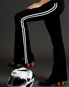 Form Invisible Scrunch Fold Over Stripe Flare Leggings | Black