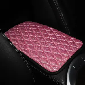 Glitter Design Car Center Console Pad, Breathable Thicken Car Handrail Box Mat, Car Interior Decorative Mat for Women & Girls, Car Accessories