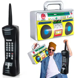 Inflatable Phone & Boombox80s 90s Hip Hop Party Decorations, Retro Disco Music Theme Supplies