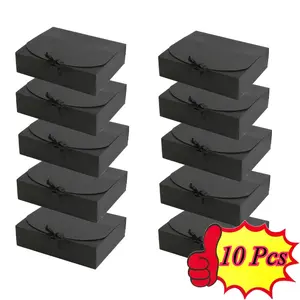 10 Piece Square Gift Box with Lid, Beautiful Gift Box, Easy To Assemble, Comes with Ribbon Tie, Suitable for Christmas, Birthdays, Weddings, Etc. - Ideal Party Gifts, Candies, Chocolates, Jewelry, and Small Commercial Packaging