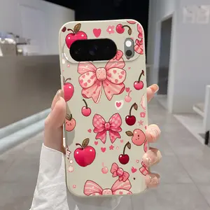 Rounded Edge Phone Case for Google Pixel 10 9 8 7 Pro A XL Fruit Bliss Pattern Anti-Scratch Shockproof Soft Liquid Silicone Protective Cover Smartphone Casing