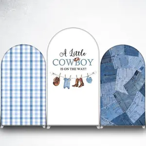 15-day Delivery A Little Cowboy Is On The Way Arch Backdrop Cover for Boy Baby Shower