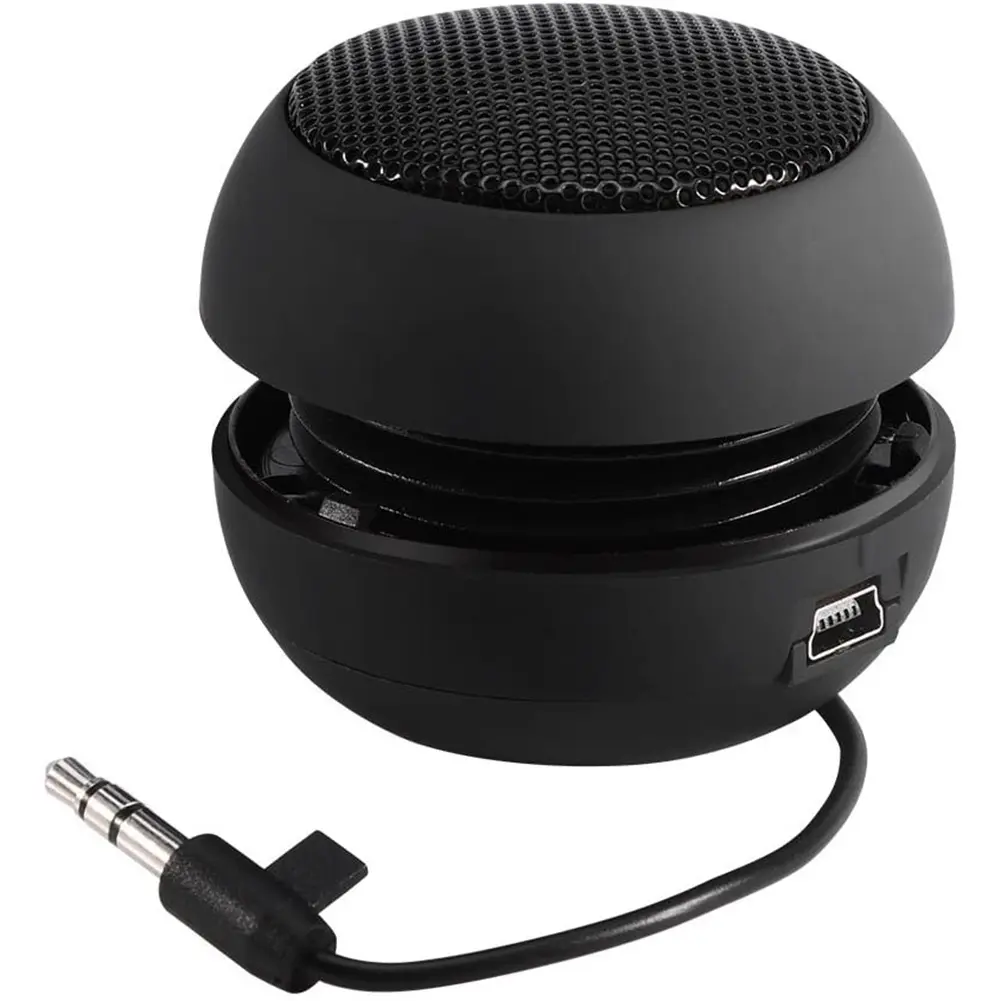 Mini Portable Travel Loud Speaker with 3.5mm Audio Cable Low Voltage Built-in Battery Retractable Speaker for IPod US