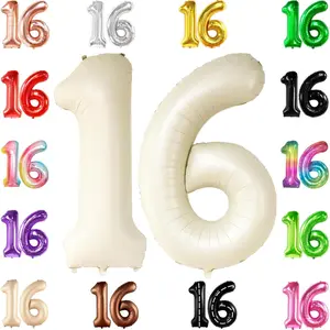 Cream 16 Balloon Numbers - Large, 40 Inch | 16 Birthday Balloons for Sweet 16 Party Decorations