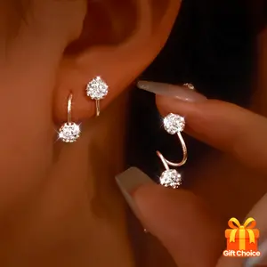 1 pair of earrings, S925 sterling Silvery, ultra-shiny double spiral stud earrings, delicate and stylish ear studs with low allergy, no need to remove when sleeping, suitable for daily wear/vacation/Valentine's Day/birthday/Mother's Day gif