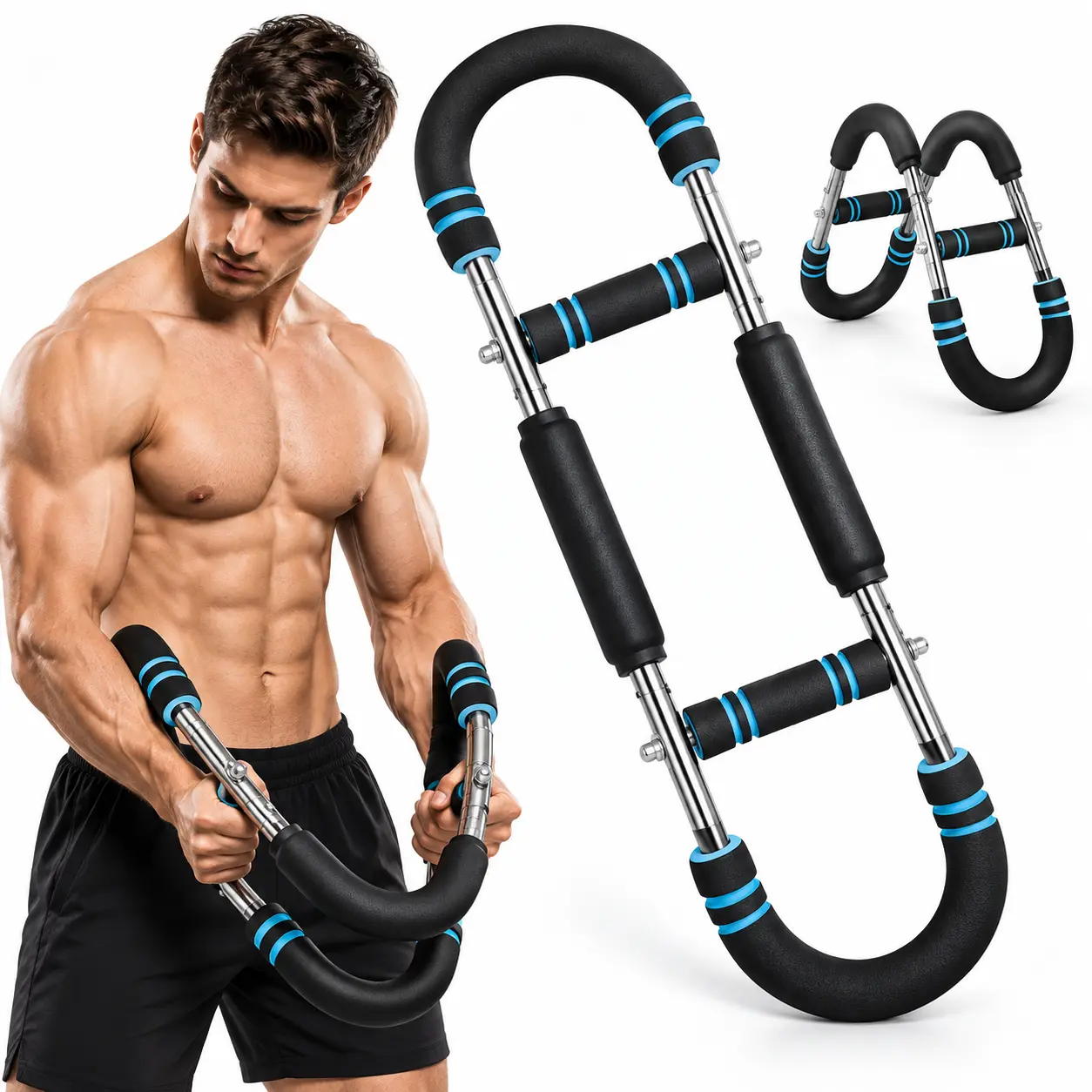 Portable Twister Arm Trainer for Men, Adjustable Chest Workout Equipment, Hand Grip Strengthener and Forearm Builder, Compact Shoulder & Wrist Trainer for Home Workout, Home Gym and Strength Training