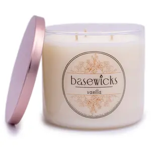 Vanilla | Soy Wax Candle | French Vanilla Bean Scented | Triple Wick | Basewicks