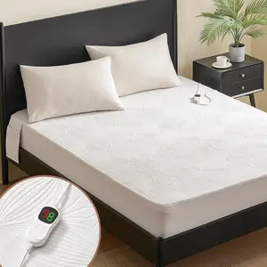 Homemate Heated Mattress Pad TwinXL Size - 3D Knitted Jacquard Electric Mattress Pad TwinXL Bed Warmer with Dual Controller, 10 Heated Setting - Auto Off 8 Hours, Fit Up to 30 Inch, 80"x39"