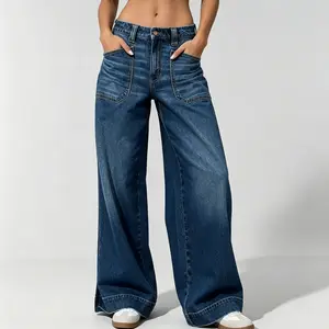 Women's high Rise Jeans Wide Leg Baggy Stretchy Boyfriend Trendy Casual Comfort Lounge Denim Pants casual comfy baggy  Womenswear Womenswear