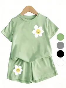 Tween Girls Two-Piece Set Summer Casual Shorts + Short Sleeve Top, Comfortable Cool Fashion Trendy
