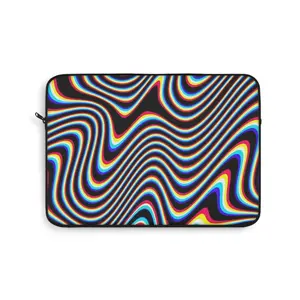 Optical Illusion Vibrant Wave Laptop Sleeve | Colorful Tech Case, Stylish Computer Sleeve, Wavy Design, Gift for Students, Laptop Accessories