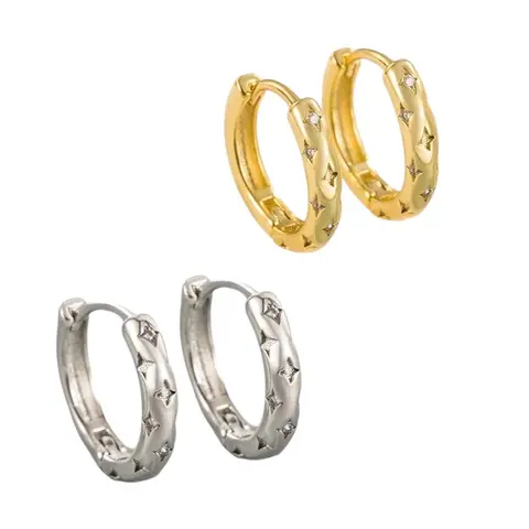 Star Small Hoop Earrings for Women Men Streetwear Unisex Earrings