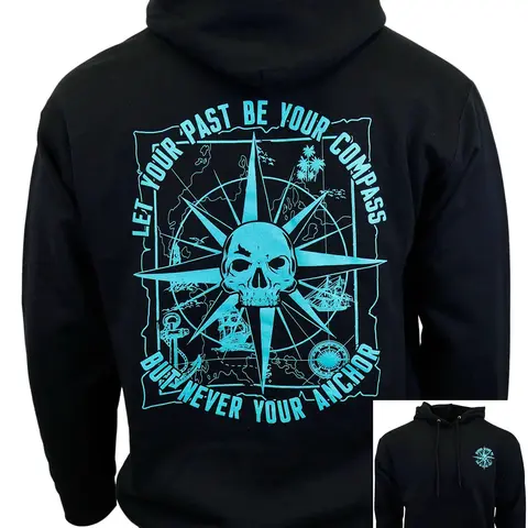 DEMONS BEHIND ME Unisex Nautical Compass Cotton-Blend Fleece Pullover Hoodie