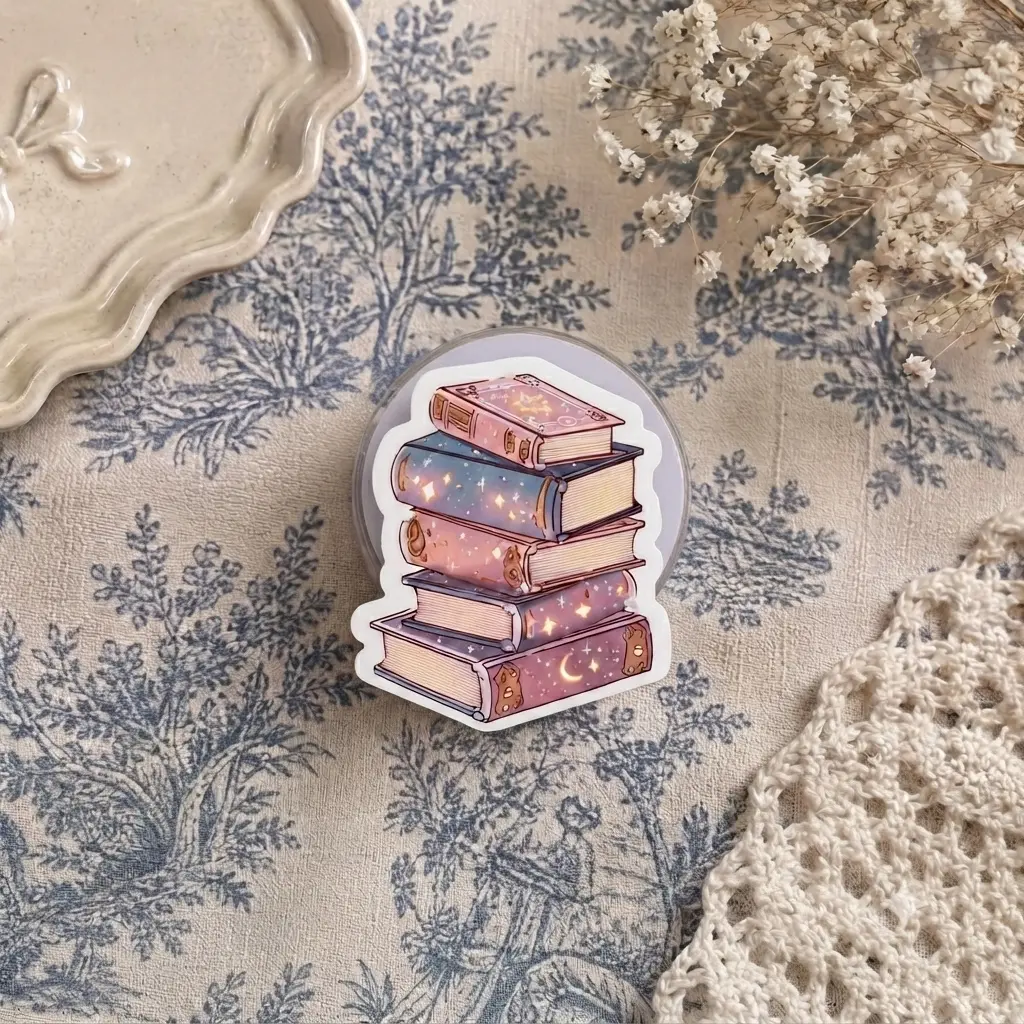 Celestial Stargazing Book Stack Acrylic Phone Grip - BookTok Griptok