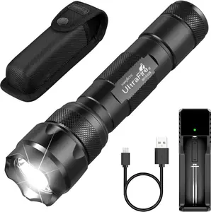 UltraFire WF-502B Tactical Flashlight with Holster, 1000 Lumen Single Mode Security Light, Super Bright EDC Torch WF-502B Tactical Flashlight with Holster, 1000 Lumen Single Mode Security Light, Super Bright EDC Torch