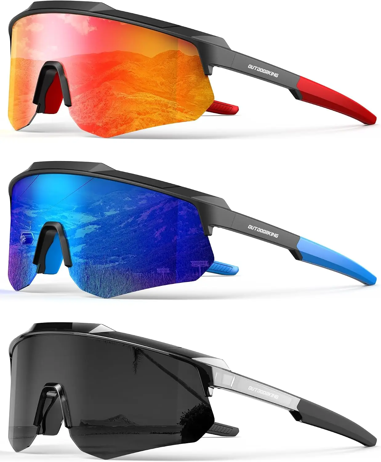 Polarized Sports Sunglasses for Men and Women - UV400 1-Piece Lens Sport Eyewear for Baseball, Running