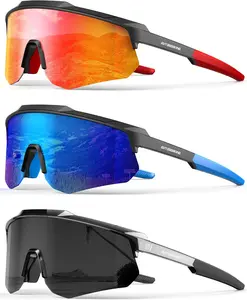 Polarized Sports Sunglasses for Men and Women - UV400 1-Piece Lens Sport Eyewear for Baseball, Running