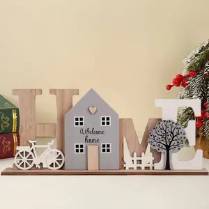 1pc Rustic Wooden “HOME” Letters Ornament, Creative Woodcraft for Living Room Bedroom Office Decor, Perfect Family Holiday Gift