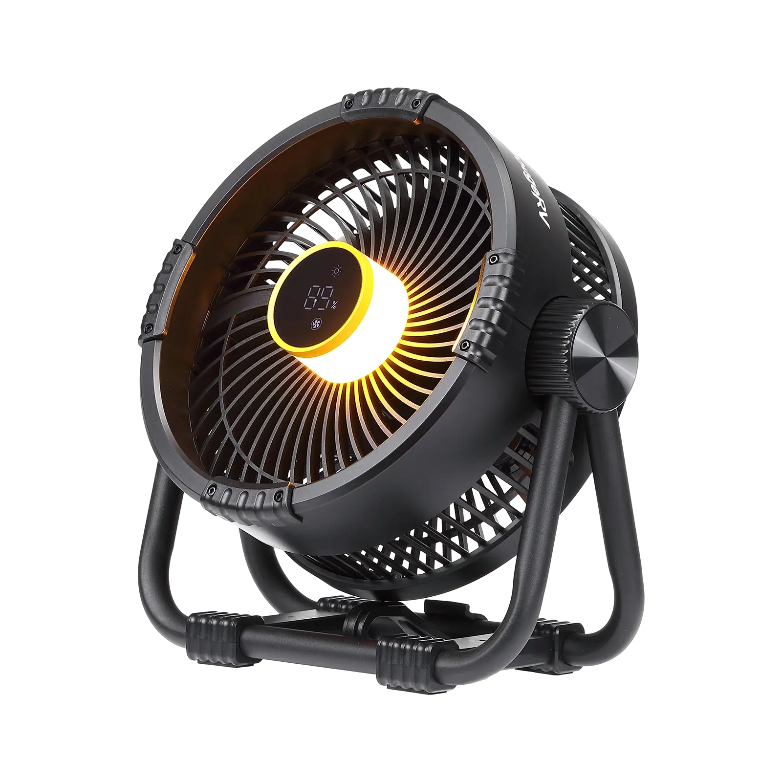 BougeRV Portable Fan Rechargeable, 20000mAh Battery Powered Fans with 4 Wind Speeds Hook Brighter Light LCD Display 270° Rotatable for Camping, Tent, Outdoors, Office, Travel, RV, Black