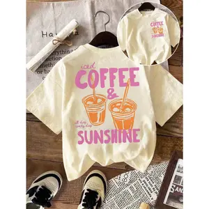 Iced coffee and sunshine T-shirt, a gift for coffee lovers, a summer T-shirt, a romantic T-shirt, made of comfortable and soft fabric, with a simple and stylish design.