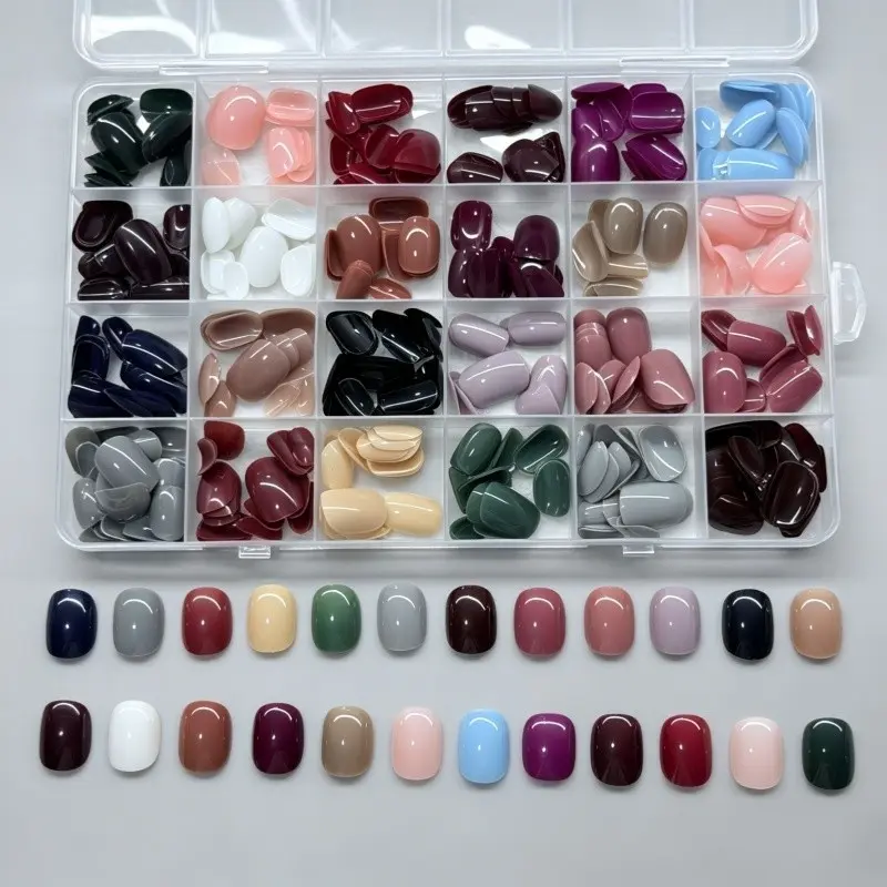 High-End Luxury Nail Kit, 24 Colors 576 Pieces Short Round Press-On Nails, DIY Essential for Women and Girls, Detachable False Nails, Nail Decoration Supplies, DIY Nail Art