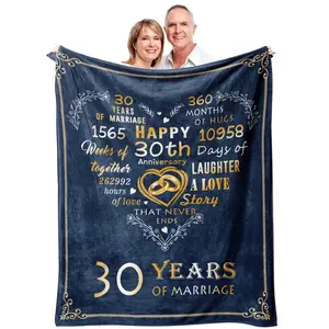 Gifts for 30th Anniversary Blanket, 30th Pearl Wedding Anniversary Couple Gifts for Dad Mom Parents 30 Years of Marriage Throw Blankets Gift 50x60