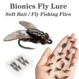 5/10Pcs/Box Fly Fishing Flies Black Fly Soft Lures Dry Flies Nymph Artificial Bait Lure for Trout/Bass/Perch/Carp etc.