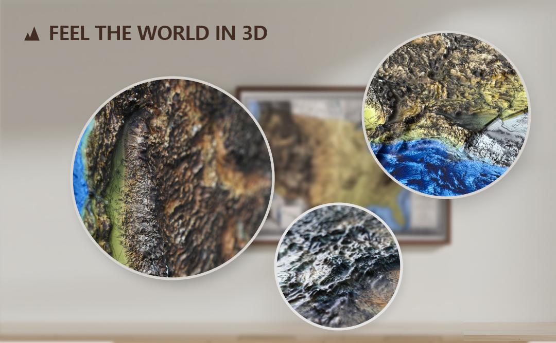 USA 3D Relief Map Wall Art