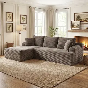 Oversized Cloud Boneless Sofa 92.5" Modern Modular Sectional Comfy U-Shape Cloud Couch Couch with Chaise, No Assembly Required