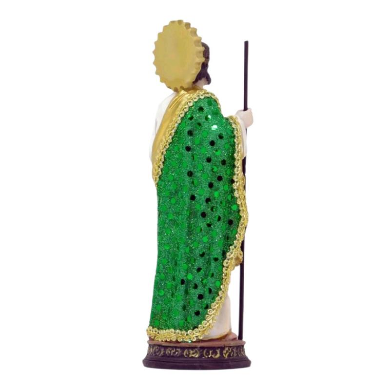 San Judas 8" Inches Tall Statue Vestido Tela Green and Gold Robe Religious Decor Saint Jude patron saint Religious Decor