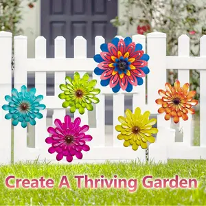 6PCS, Cute Outdoor Metal Flower Wall Art - Decorative Garden Hanging Flowers for Yard, Porch, and Lawn