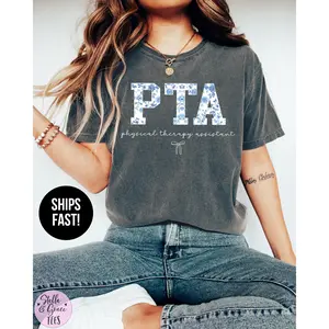 Comfort Colors® Physical Therapy Assistant Shirt, Blue Toile PTA T-Shirt, Physical Therapist Gift, Pediatric PTA Tee, Retro PTA Apparel Fabric Top Womenswear Fit