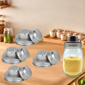 4pcs/8pcs Stainless Steel Mason Jar Shaker Lids - for Mixing and Filtering Spices, Sugar, Salt, and Pepper in Style, Shaker Accessories | Sleek Metallic Finish(Only the lid, not the bottle)