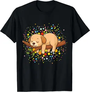 100% Cotton Happy Dot Day Cute Puppy Dog Lover Kids Polka Dots T-Shirt