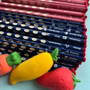 Pe30 Pencils, 3 Jumbo Fruit Erasers and Pencil Sharpener - Office Stationery Essentials for Teachers, Home Offices